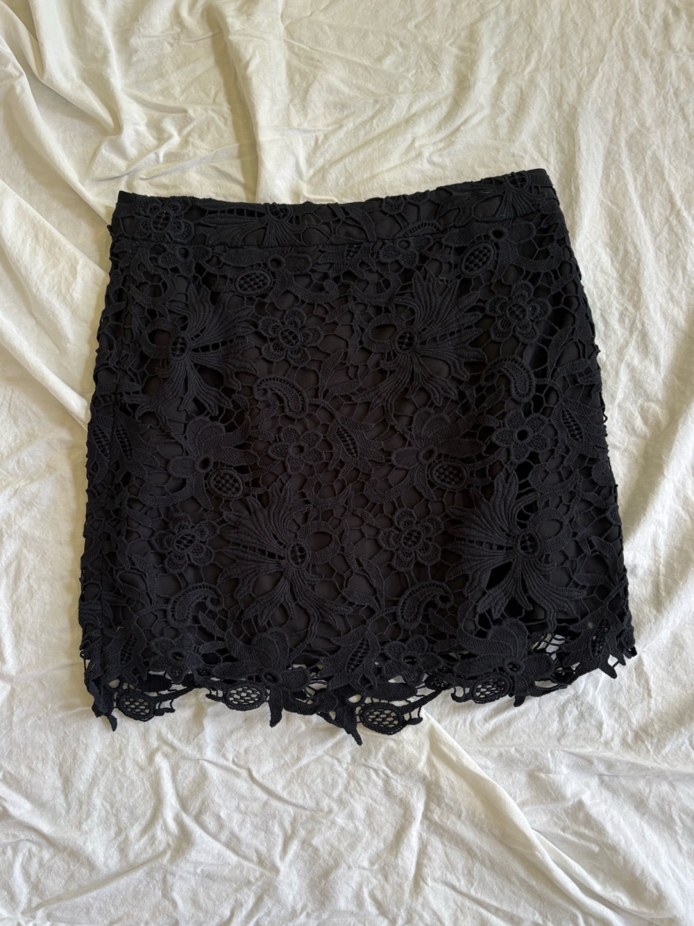 Banana Republic Black Floral Crochet Lace Skirt